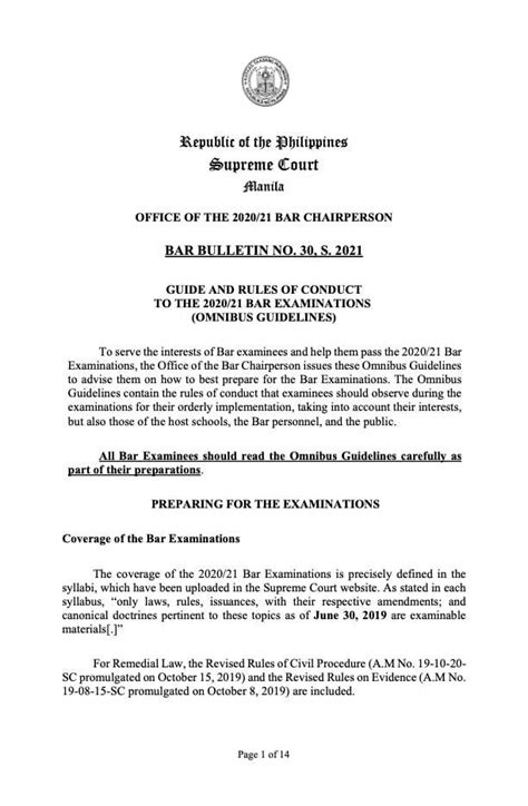 BAR BULLETIN NO. 30, S. 2021 .